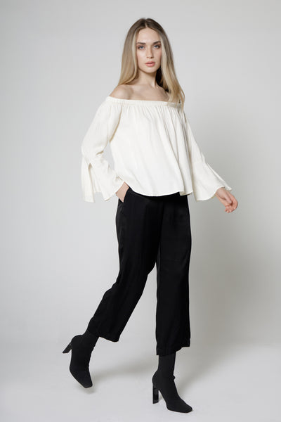 White off shoulder on sale top with bell sleeves