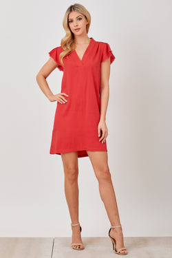 Raw Edge Short Sleeve Dress