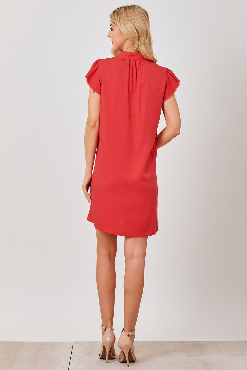 Raw Edge Short Sleeve Dress