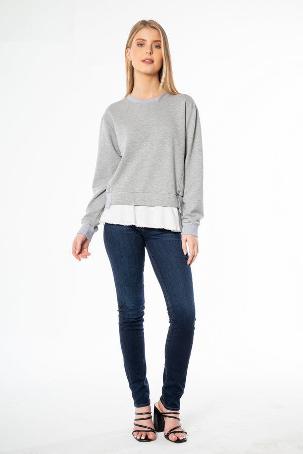 Mixed Media Long Sleeve Sweater