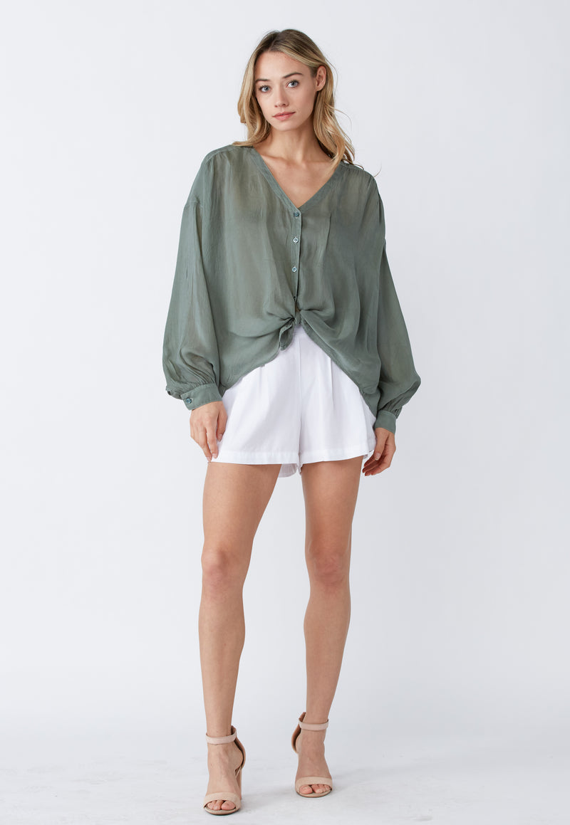 Tie Front -  Button Down Top (Copy)