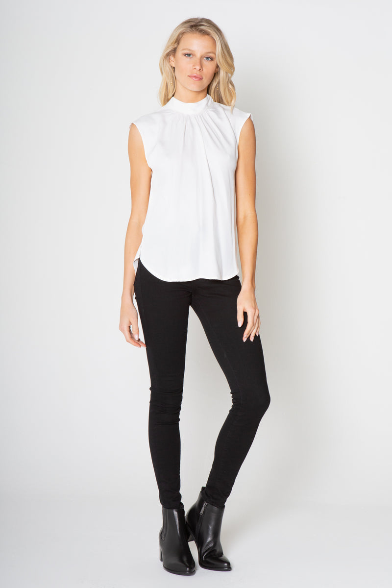 Sleeveless Turtleneck Cupro Top