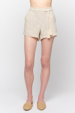 Fringe Hem Rope Trim Shorts