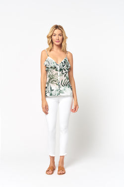 Button Down Tropical Print Tank